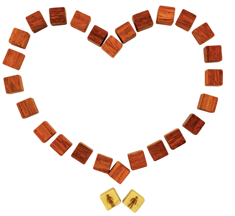 男女の頭上にハートのフレームがある背景