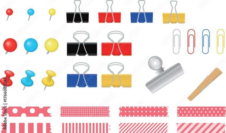 紙を固定する色んな道具の素材セット