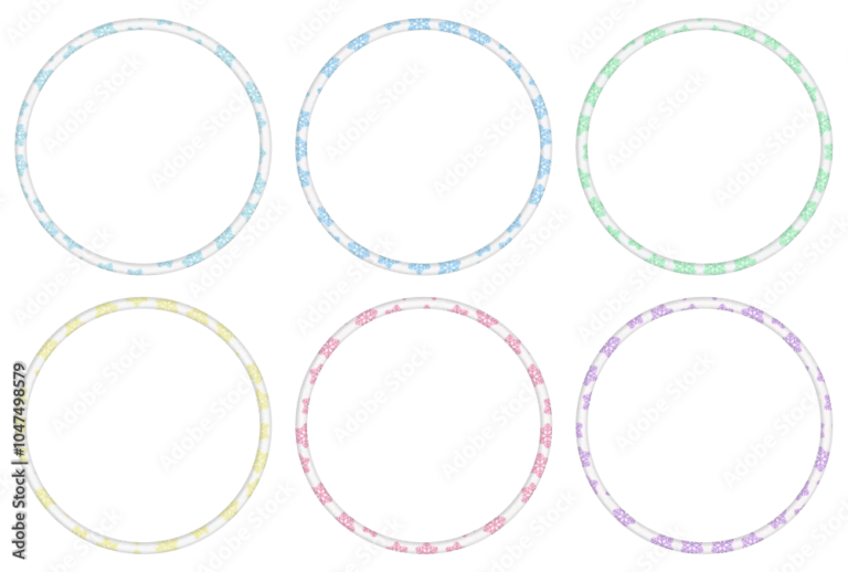 雪の結晶の模様が入った立体的な白くて丸い円形の輪のセット