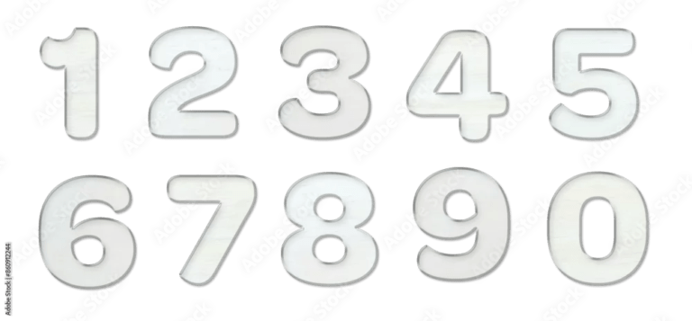 縁が光る白く塗装された木の数字セット